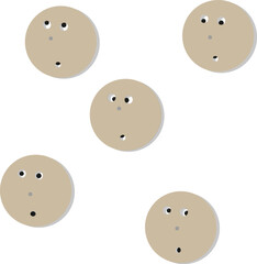 Surprised circles with minimalist eyes.