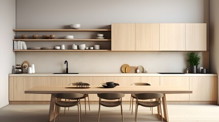 Fototapeta na wymiar modern kitchen in house, 3d render, Home mock up, cozy modern kitchen interior background