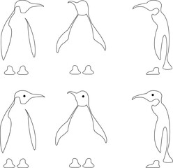set of penguins logo illustration, good for mascot delivery or logistic, logo industry, linear editable stock color style with black isolated on transparent background. Animal Nature Icons .