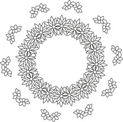 A wreath of stylized flowers for your projects.