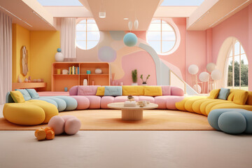 Pastel colored Interior design