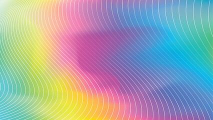 Colourful wave line pattern in blue, pink, orange and purple gradient light isolated on blurred background. Vector in concept of AI technology, science, music, website template, landing page and more.