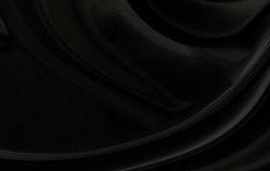 Black gray satin dark fabric texture luxurious shiny that is abstract silk cloth background with patterns soft waves blur beautiful.
