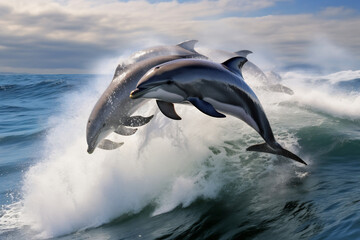 Dolphin Jumping at Sunset in the Ocean