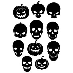 Halloween skull vector silhouette illustration
