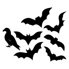 bat vector silhouette, Halloween bat vector illustration