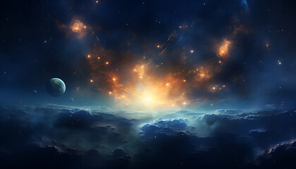 Fototapeta na wymiar background with space, Dark Nebula Sky Background with lightning