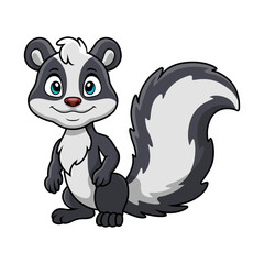 Cute skunk cartoon on white background