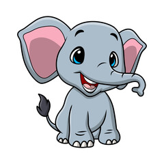 Obraz premium Cute elephant cartoon on white background