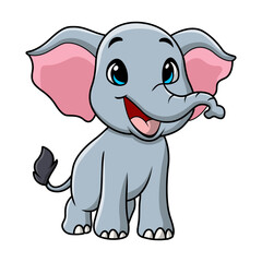 Cute elephant cartoon on white background