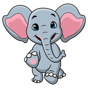 Cute elephant cartoon on white background