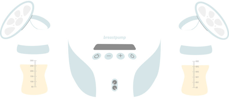 Electric breast pump for breastfeeding equipment vector