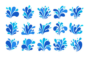 Flat water splash spray design bundle