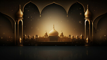 Amazing Islamic Design Greeting Card Background Mosque Backgroun - obrazy, fototapety, plakaty