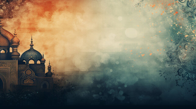 Beautiful Grunge Background with Oriental Ornaments Mosque Backg