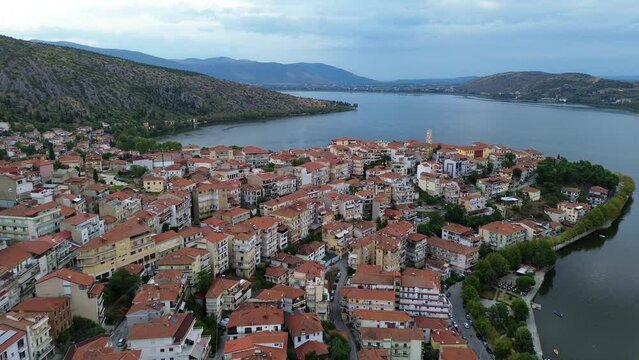 Kastoria, Greece Urban and Natural Lake Marvels Unveiled in Full Daylight Splendor