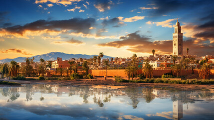 Amazing Panoramic Sunset View of Marrakech and Old Medina