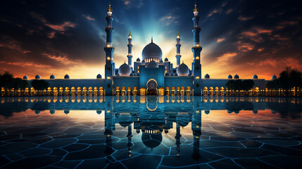 Sheikh Zayed Beautiful Grand Mosque at Evening Abu Dhabi Mosque