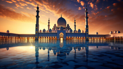 Sheikh Zayed Amazing Grand Mosque at Evening Abu Dhabi Mosque