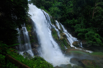 Naklejka premium Wachira Tan Waterfall at Doi Inthanon National Park, Chiang Mai, Thailand.