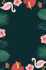 Tropical Leaf Illustration Frame Background