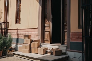 Delivery Box at Front Door: Business, Transportation and Online Shopping