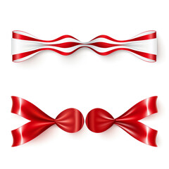 Ribbon set, red, white background