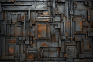 steampunk metal wall texture - obrazy, fototapety, plakaty