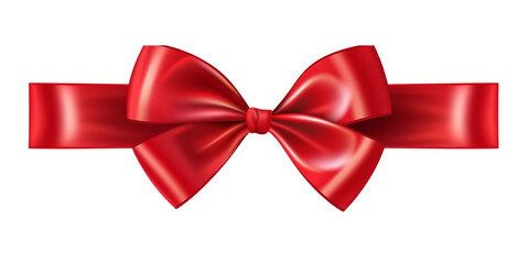 a red ribbon bow on a white background