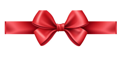 a red ribbon bow on a white background