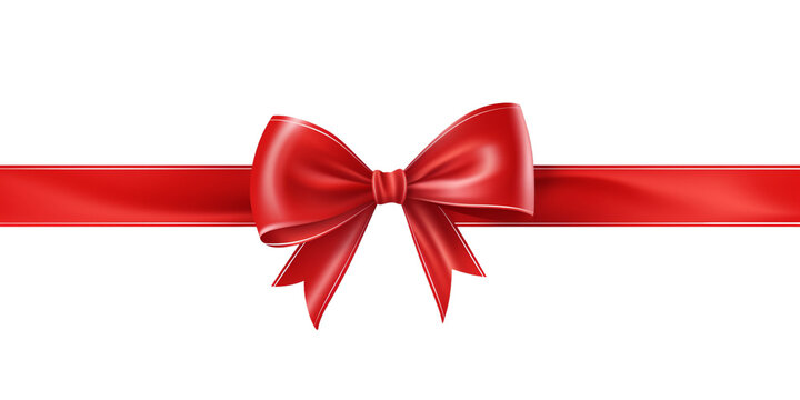a red ribbon bow on a white background