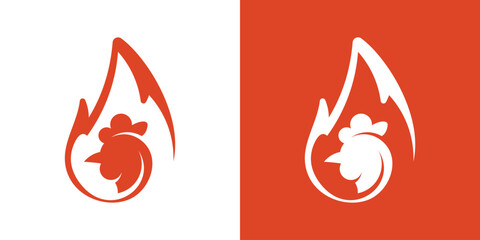 food logo design with chicken and fire icon.