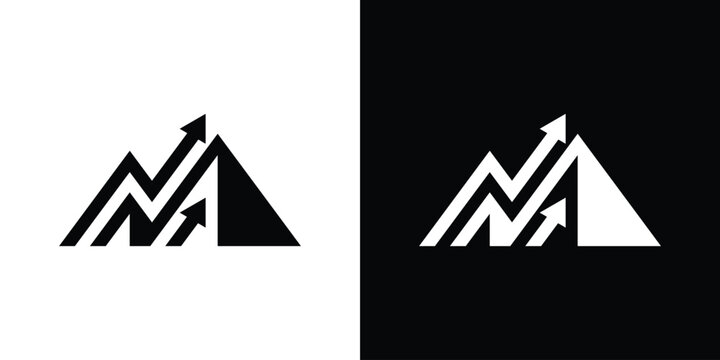 logo design combination of mountains and arrows made in an abstract style.