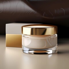 Stunning high-res skin cream jar photo, surreal texture, and natural lighting. Perfect for commercial product photography.