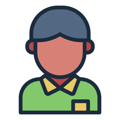 Boy kindergarten student filled line icon