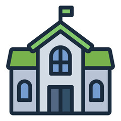 Kindergarten building filled line icon
