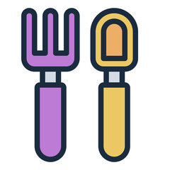 Cutlery for kid and baby filled line icon