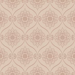 Schilderijen op glas Seamless damask pattern for wallpaper, with a beige background color. © dom45