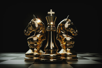 Golden chess image on the chessboard.