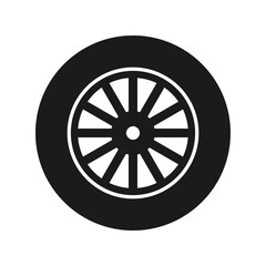 Black Rubber Wheel Tire Icon