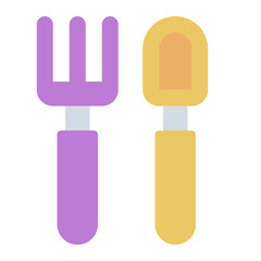 Cutlery for kid and baby flat icon