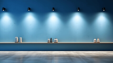 Bluish Spotlight on a Simple Wall and Floor for Product D