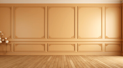 Elegant Light Brown Wall with Decorative Paneling and Wood