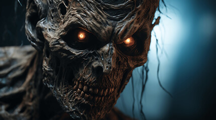Horrible Scary Zombie in Darkness - obrazy, fototapety, plakaty