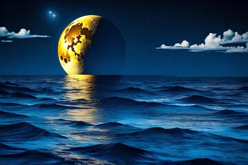 moon over ocean