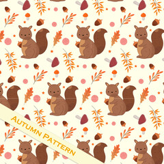 hand drawing Autumn pattern cute leaf mushroom and ball element