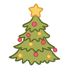 hand drawn christmas tree isolated on white. cute christmas tree.