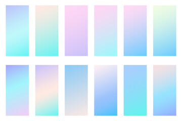 Obraz premium Pastel gradient backgrounds. Winter light blue and purple sky. Abstract soft vector designs.