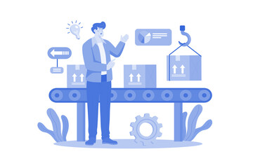 Automatic Conveyor Belt Illustration concept veyor white background