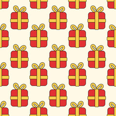 Vector seamless pattern with gift boxes. Christmas, New Year design.